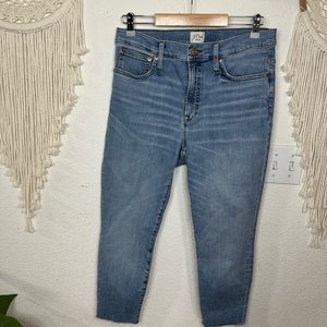 J. Crew 9” High Rise Toothpick Jeans with Raw Hem size 30